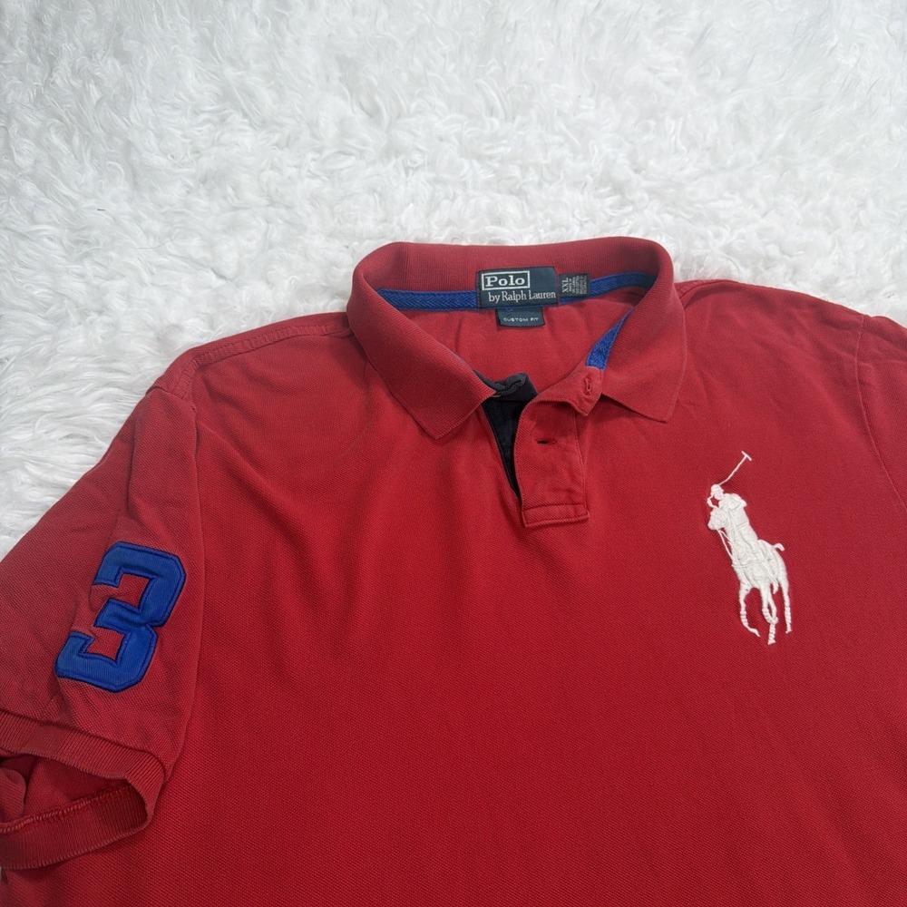 Vintage Polo Ralph Lauren BIG PONY Polo Shirt Men's XXL 2XL Red #3 1990's VTG
